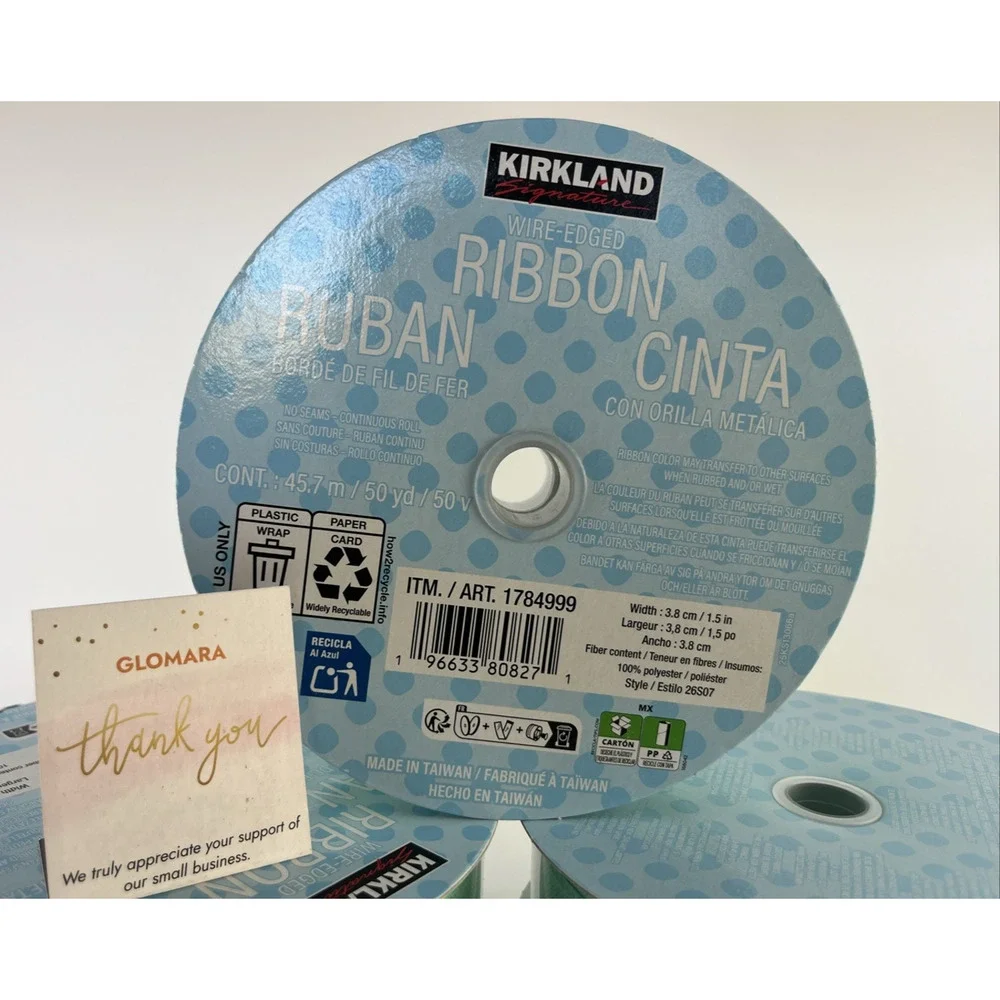 Lot of 5 Kirkland Wire-Edged Seamless Ribbon 1.5